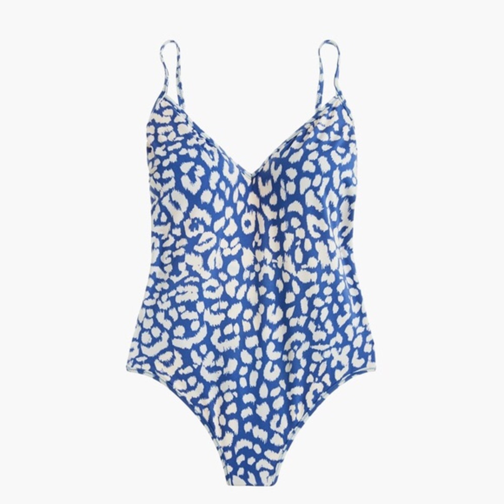 NWT J. Crew Playa blue leopard one-piece swimsuit